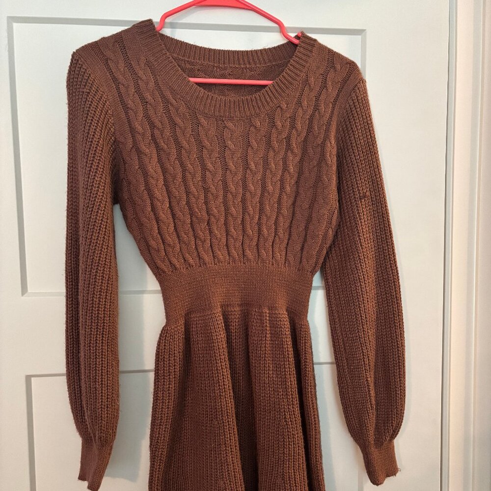 Shein Rust Long Sleeve Sweater Mini Dress - gently used, size S/4